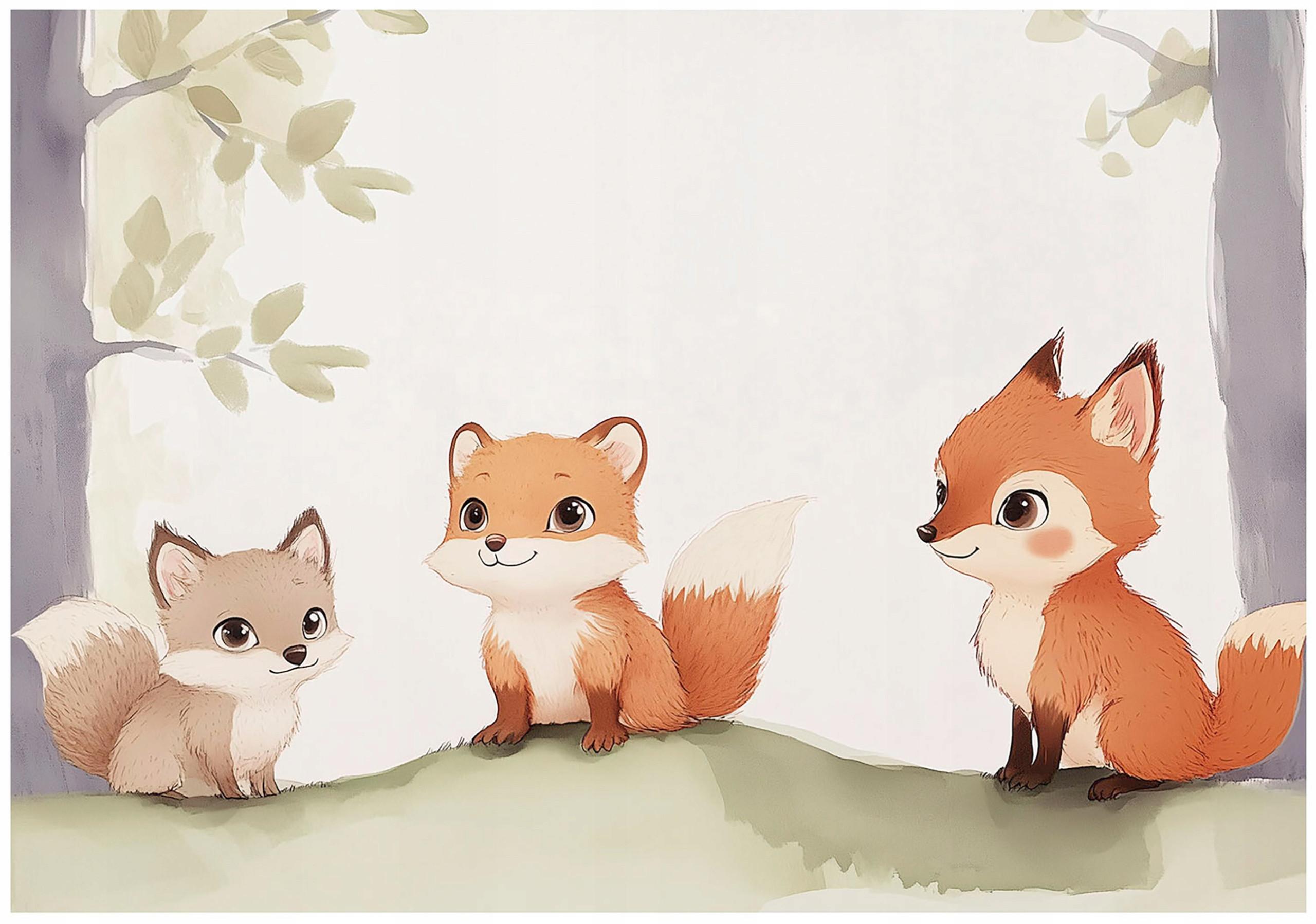 FOTOTAPETE Kinderzimmer Wald Fuchs 150x105 - Multicolor, Papier (150/105cm) - Wallarena