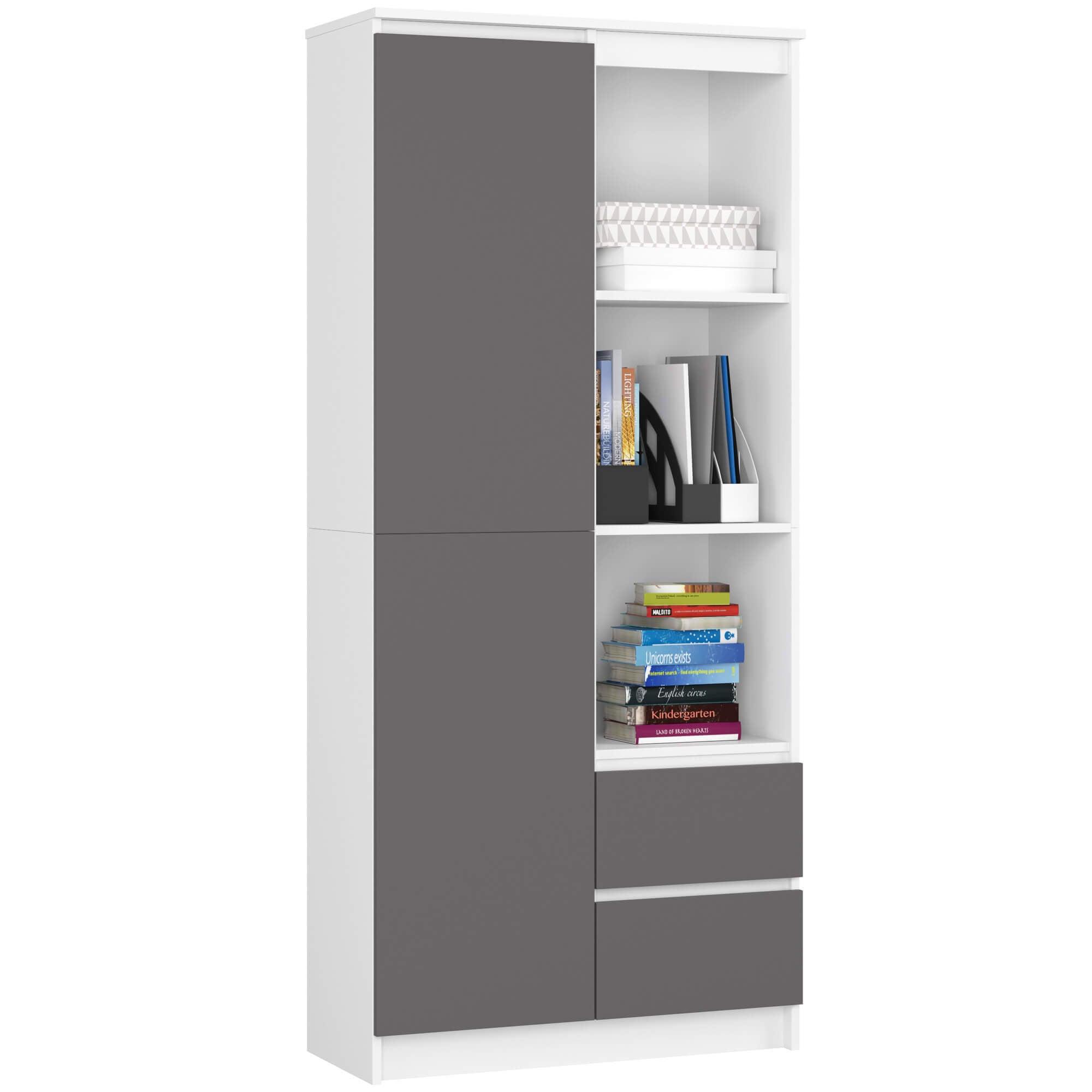 STANDREGAL Weiß, Graphit Grau 180/80/35 - Weiß, Holzwerkstoff (80/180/35cm) - RAUMHIRSCH FURNITURE