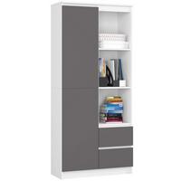 STANDREGAL Weiß, Graphit Grau 180/80/35 - Weiß, Holzwerkstoff (80/180/35cm) - RAUMHIRSCH FURNITURE