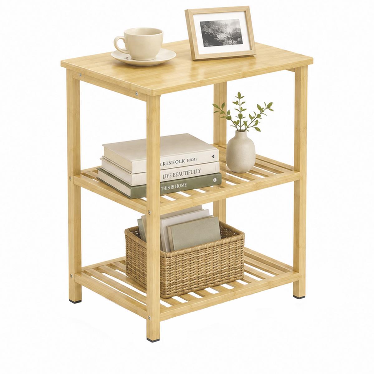 BEISTELLTISCH Bambus Naturholz - Naturfarben, Holz/Bambusholz (40.6/30/50.5cm) - HOMCOM