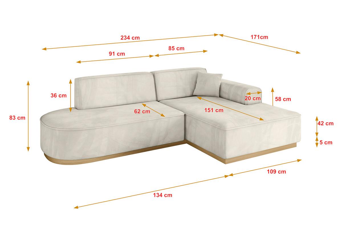 ECKSOFA Ottomane Rechts IREA-L1-v2 - 234x171x83 cm Dunkelgrau - Ecru, Holzwerkstoff/Textil (171/234cm) - ALTDECOR