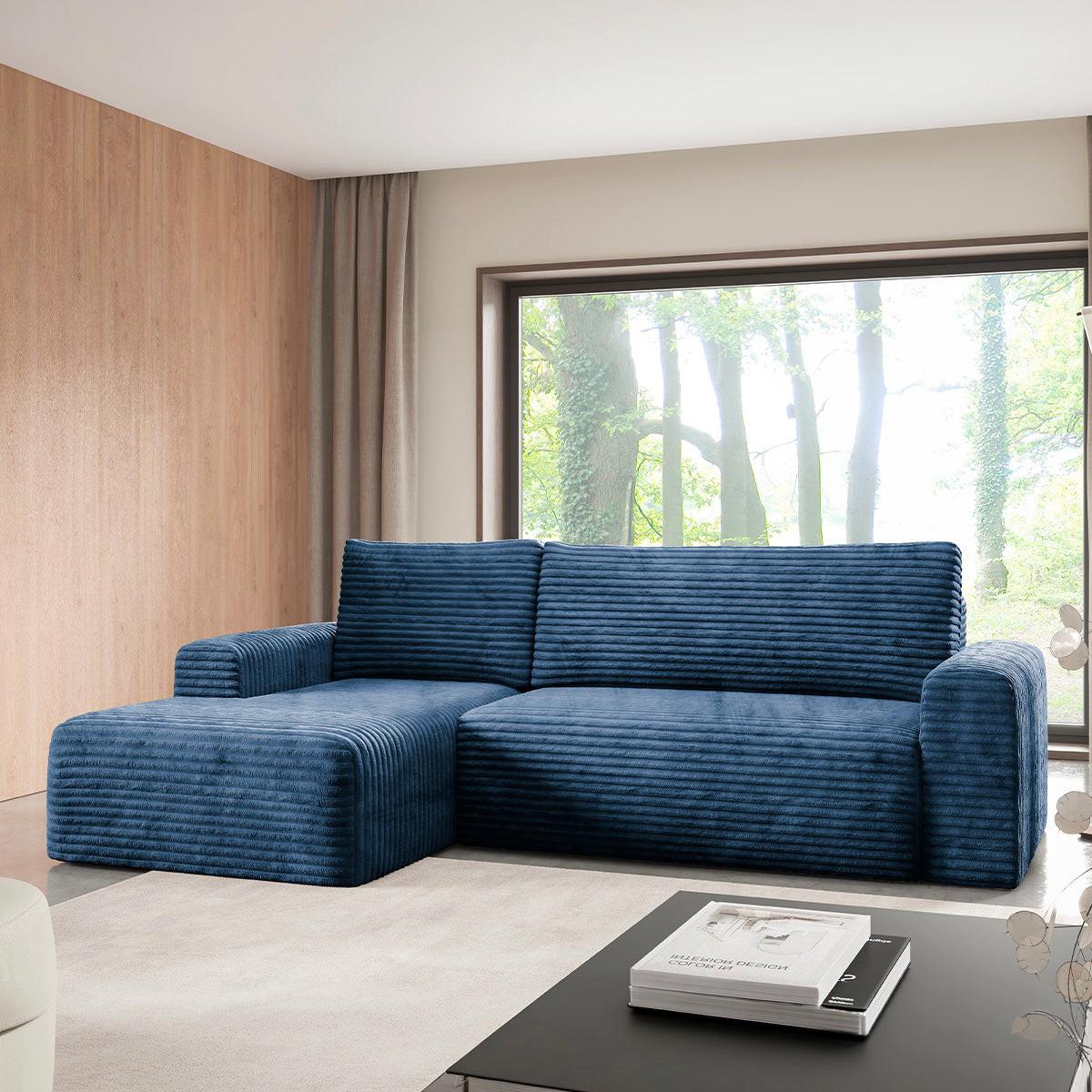 ECKSOFA Romeo 3 Sitzplätze Dunkelblau - Blau, Holz (268/163cm) - Petits-meubles
