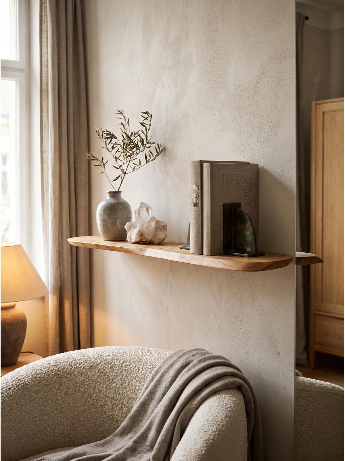 WANDREGAL ARANDA, Akazie Massivholz, handgefertigt, 120 x 20 x 3 cm - Akaziefarben, Holz (120/3/20cm) - KADIMA DESIGN