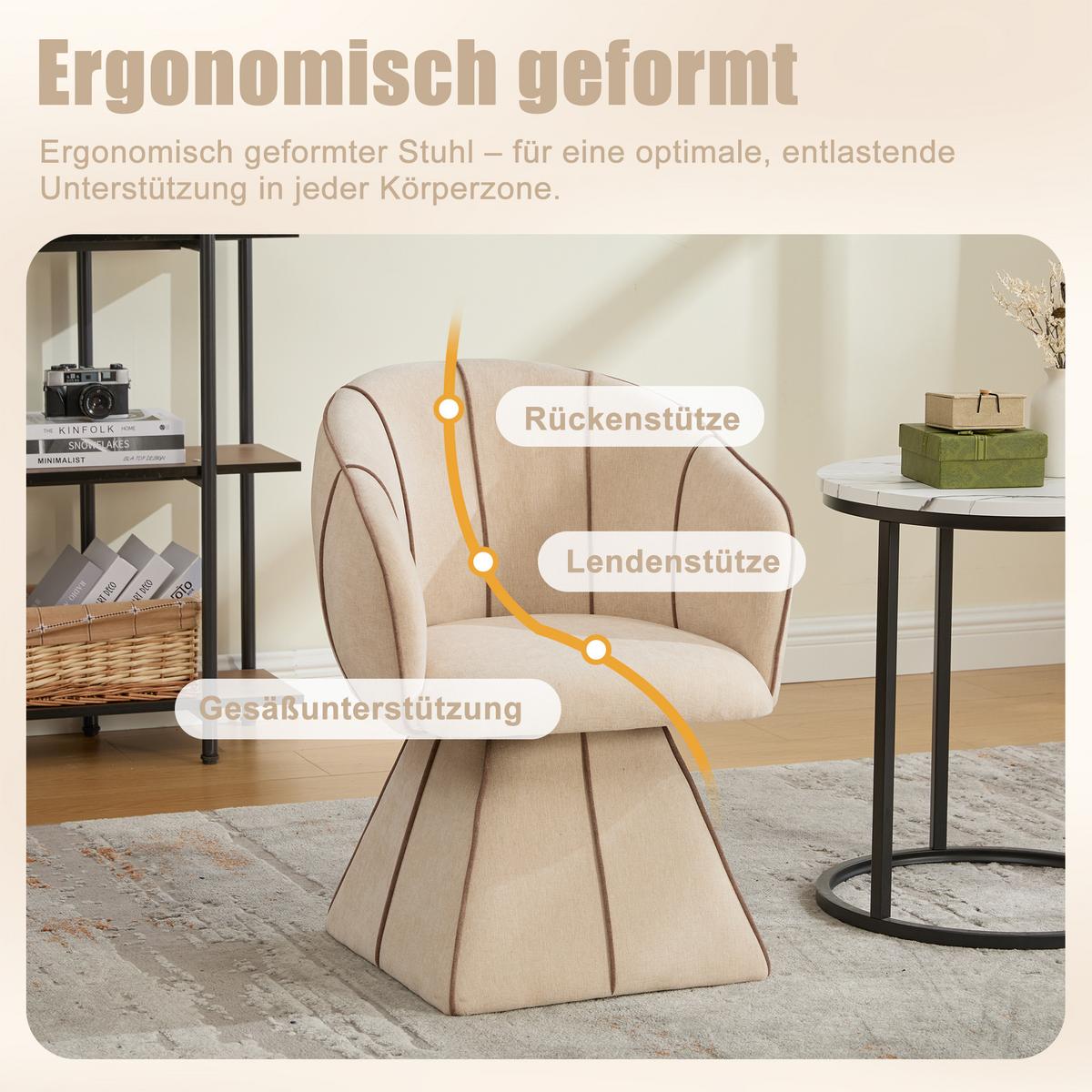 DREHSTUHL 360° Chenille Ergonomischer Sessel Wohnzimmer & Schlafzimmer - Sahara, Textil (56/74.5/54cm) - Urban Meuble