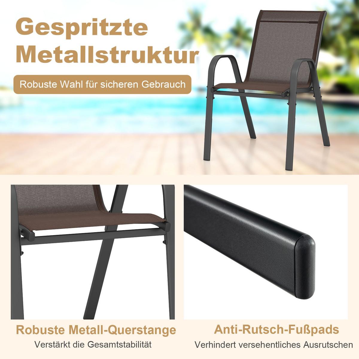 GARTENSTÜHLE Braun(2er-Set) - Braun, Metall (70/84/56cm) - COSTWAY