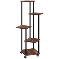 PFLANZENSTÄNDER Stahl Tannenholz Verkohlt - Dunkelbraun, Metall (59/110/59cm) - Outsunny