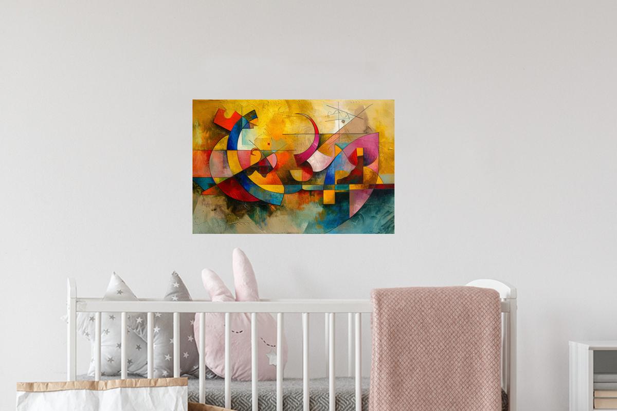 WANDTATTOO Kunst - Abstrakt - Modern Deko Wohnzimmer 60x40 cm - Gelb, Kunststoff (60/40/0.1cm) - MuchoWow
