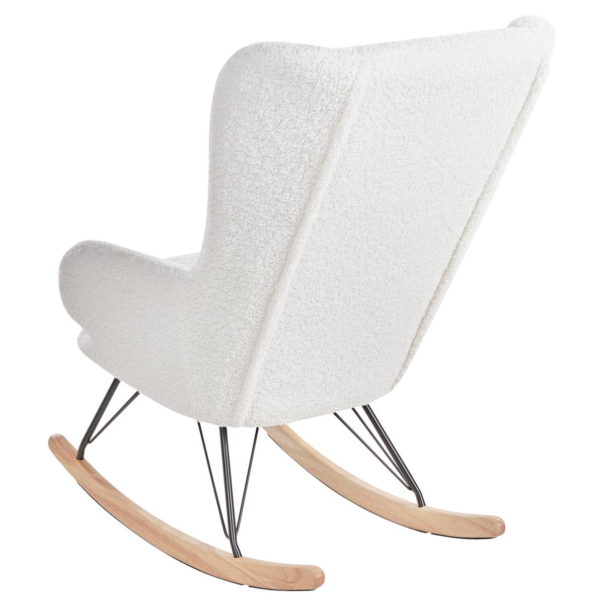 SCHAUKELSESSEL Bouclé Cremeweiß Luoma - Creme/Schwarz, Textil (69/106/97cm) - Beliani