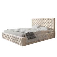 BETT 90x200 - Polsterbett mit Bettkasten und Holzrahmen - Elegant Betten - Weicher Jasminstoff - Kollektion Miami, Beige - Beige, Holz/Textil (90/200cm) - Alpi-Möbel