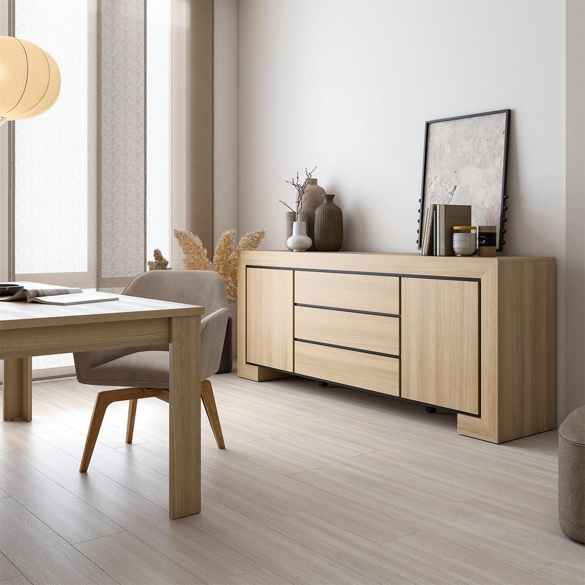 SIDEBOARD Lucius Holz und Schwarz - Schwarz, Holzwerkstoff (225/90/48cm) - Petits-meubles