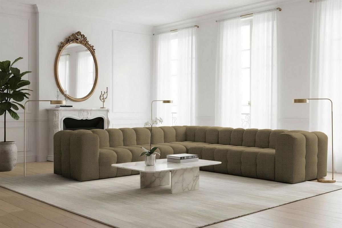 ECKSOFA Solvie In Moly - Grün, Holzwerkstoff/Textil (300/300cm) - Fun Möbel