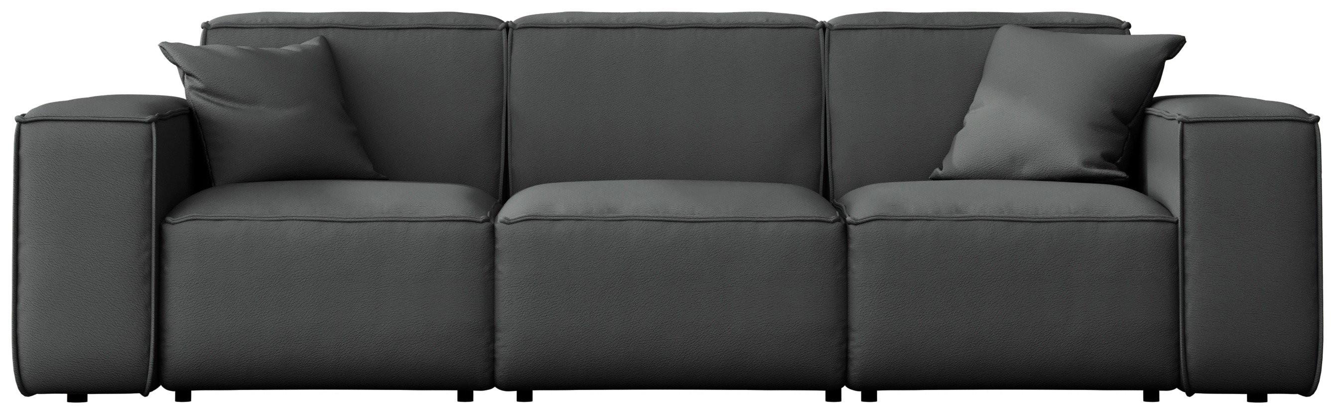 GARTENSOFA Lorento Outdoor 3-Sitzer, Dunkelgrau Kunstleder 251/73/92 cm - Dunkelgrau, Textil (251/73/92cm) - WFL GROUP