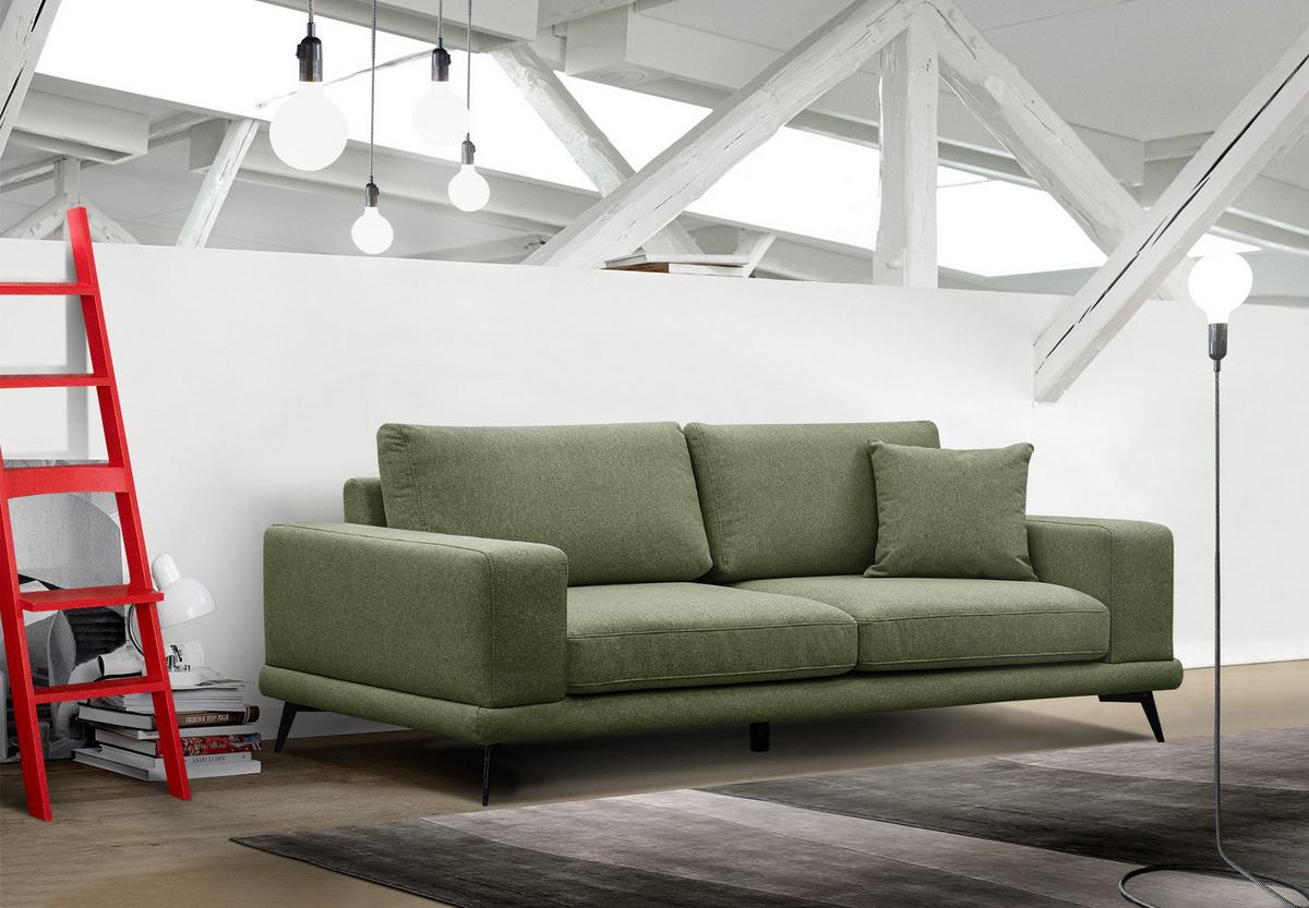 SOFA MEDIOLANE 3-Sitzer, olivgrün - Olivgrün, Holzwerkstoff/Textil (233/87/96cm) - Wozimo