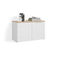 ECKKOMMODE Piave Weiß/Sonoma mit Tür - Weiß/Sonoma Eiche, Holzwerkstoff (80/50/40cm) - Livinity®