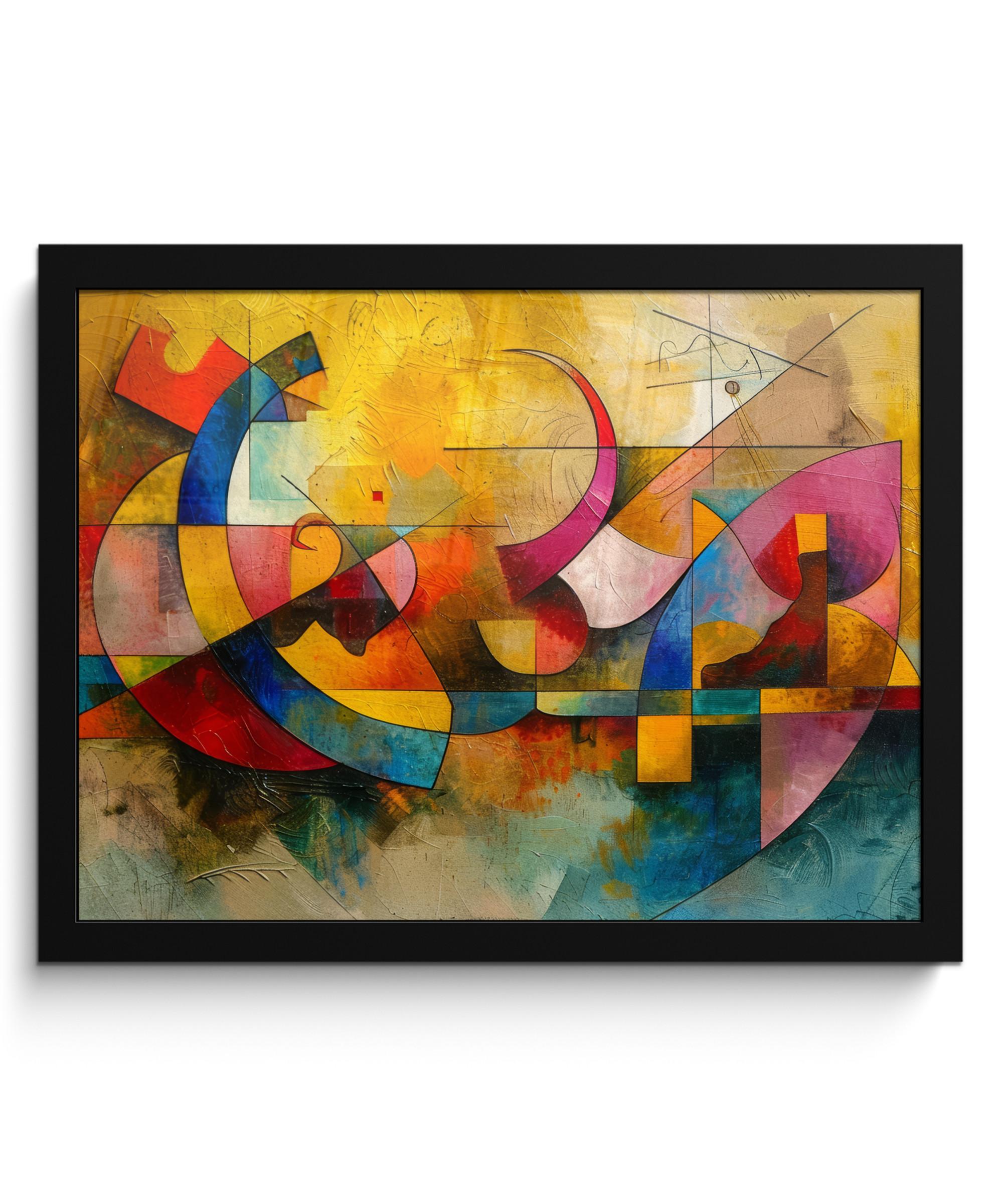 POSTER MIT RAHMENGERAHMTES BILD Kunst - Abstrakt - Modern 40x30 cm - Gelb, Papier (40/30cm) - MuchoWow