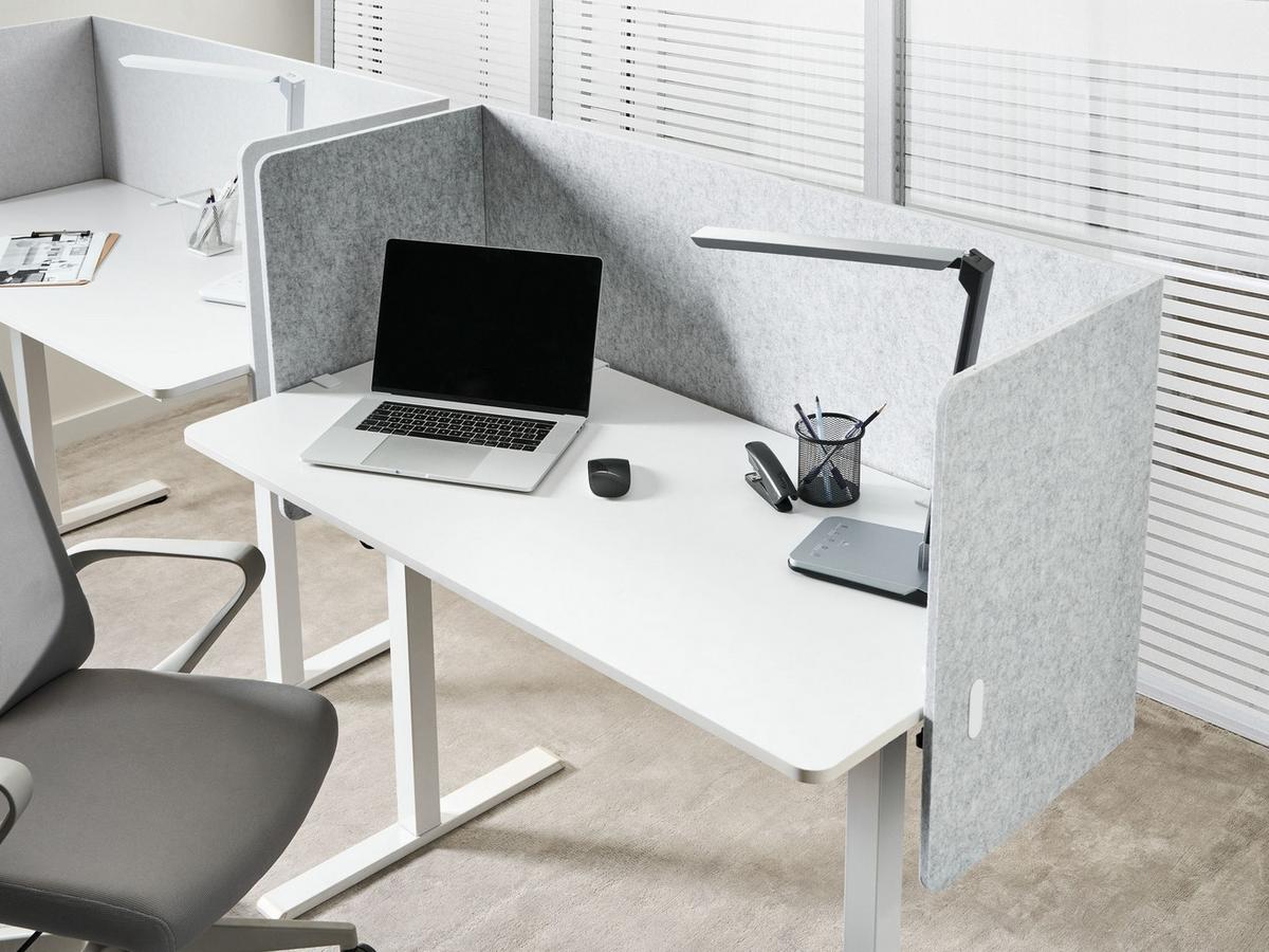 SCHREIBTISCHTRENNWAND 210/61 cm Grau Soloa - Grau, Textil (210/61/1cm) - Beliani