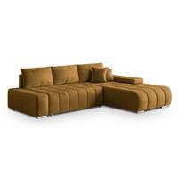 ECKSOFA ALESE R-S Gelb Velours-Stoff mit Schlaffunktion - Gelb/Silberfarben, Holz/Textil (265/185cm) - MASSENO