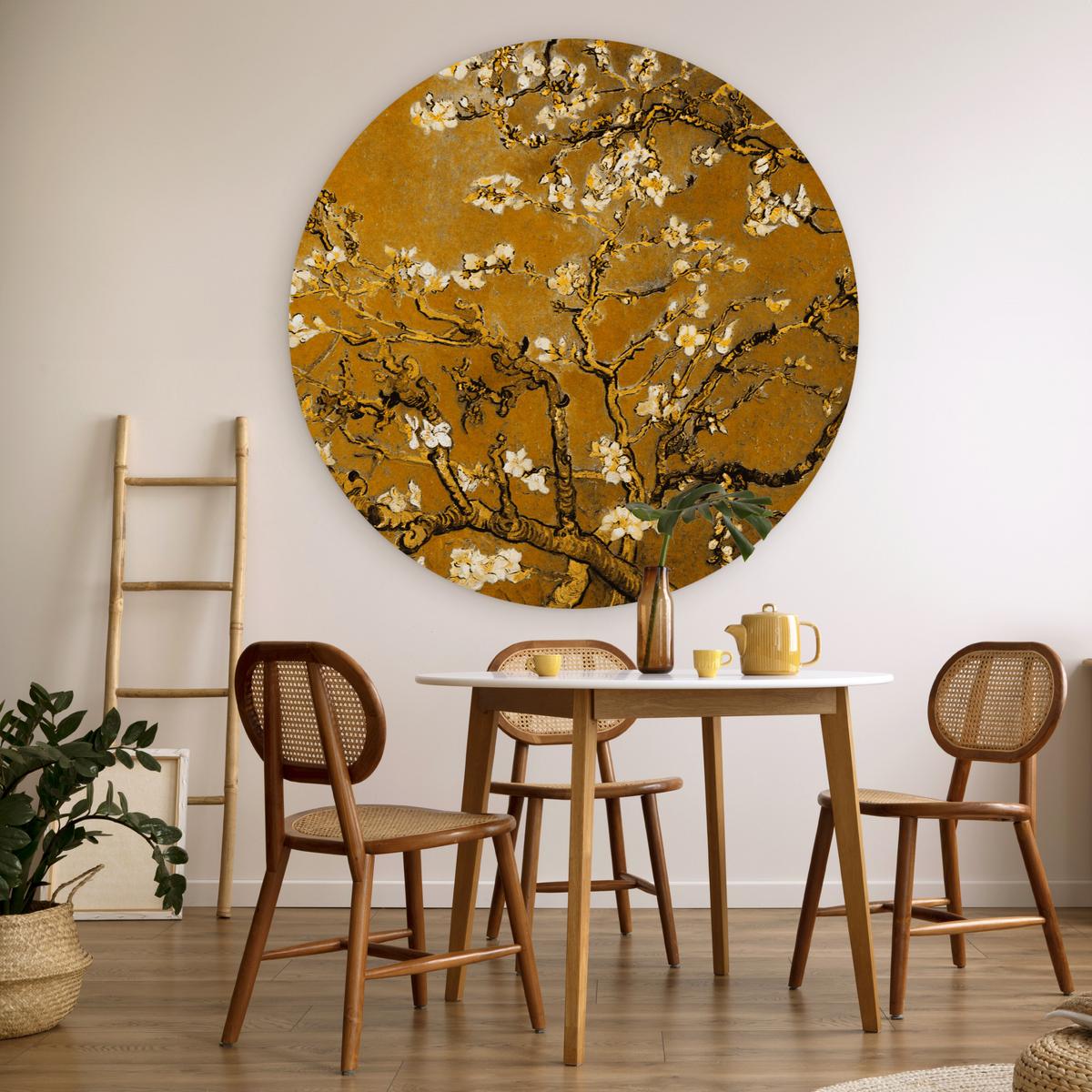 WANDBILD Mandelblüte - Kunst - Van Gogh - Gold Wandbild 120x120 cm - Wengefarben, Kunststoff (120/120cm) - MuchoWow