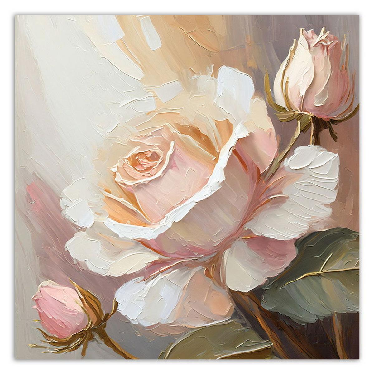 KUNSTDRUCK Rosa 50/50 cm - Pink, Textil (50/50cm) - KUNSTLOFT