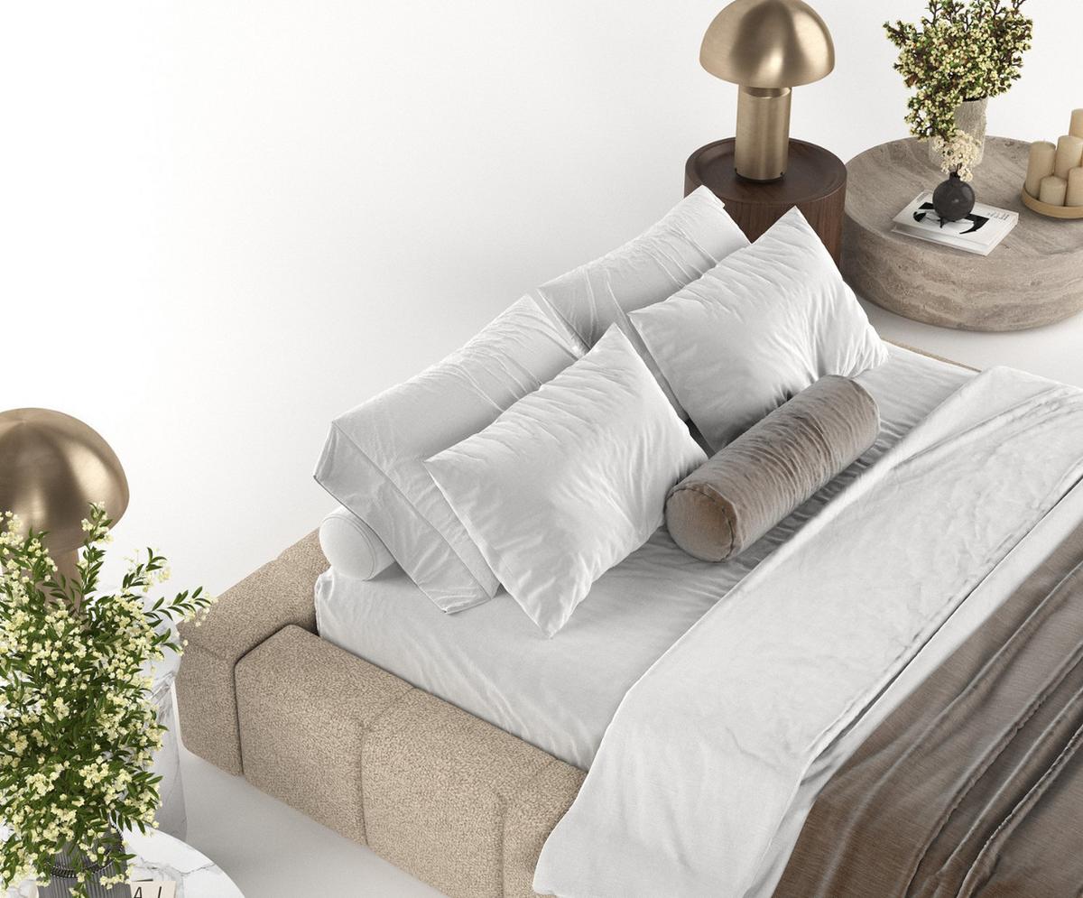 POLSTERBETT Kea mit Stauraum 200/200 cm Hellbeige im Bubble Stoff - Sandfarben/Schwarz, Holz/Holzwerkstoff (200/200cm) - AltaBeds