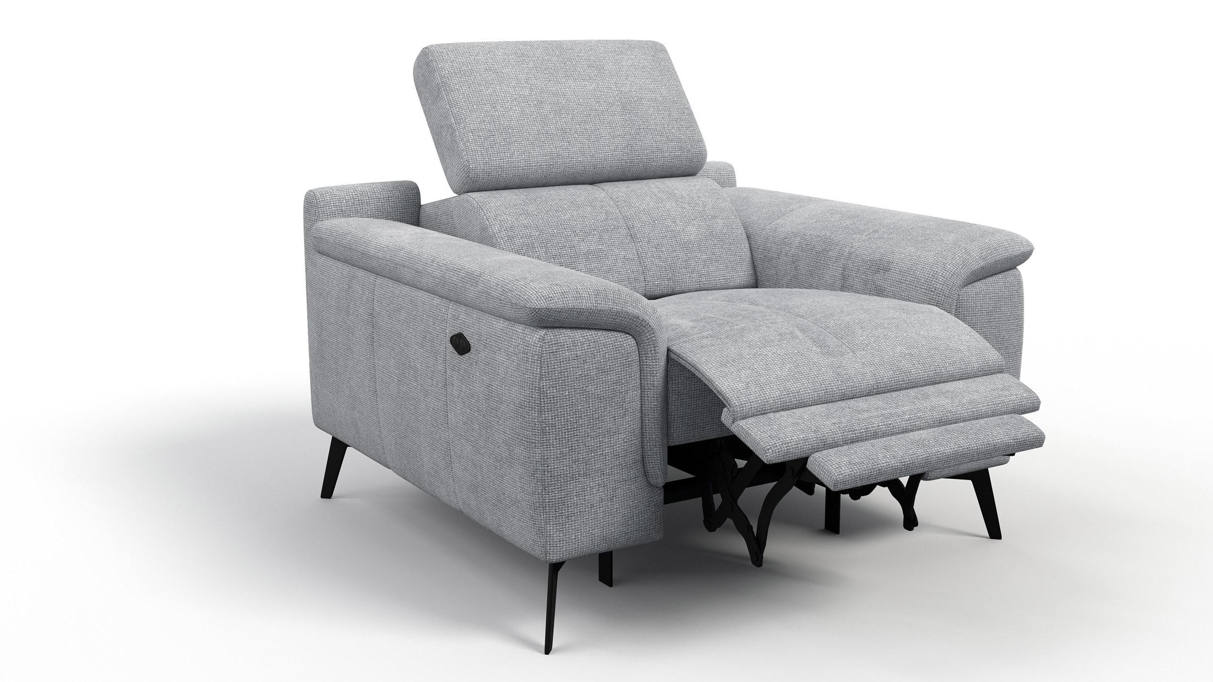 SESSEL FIERO mit Relaxfunktion, silberfarben - Silberfarben/Schwarz, Holzwerkstoff/Textil (114/82/103cm) - Wozimo