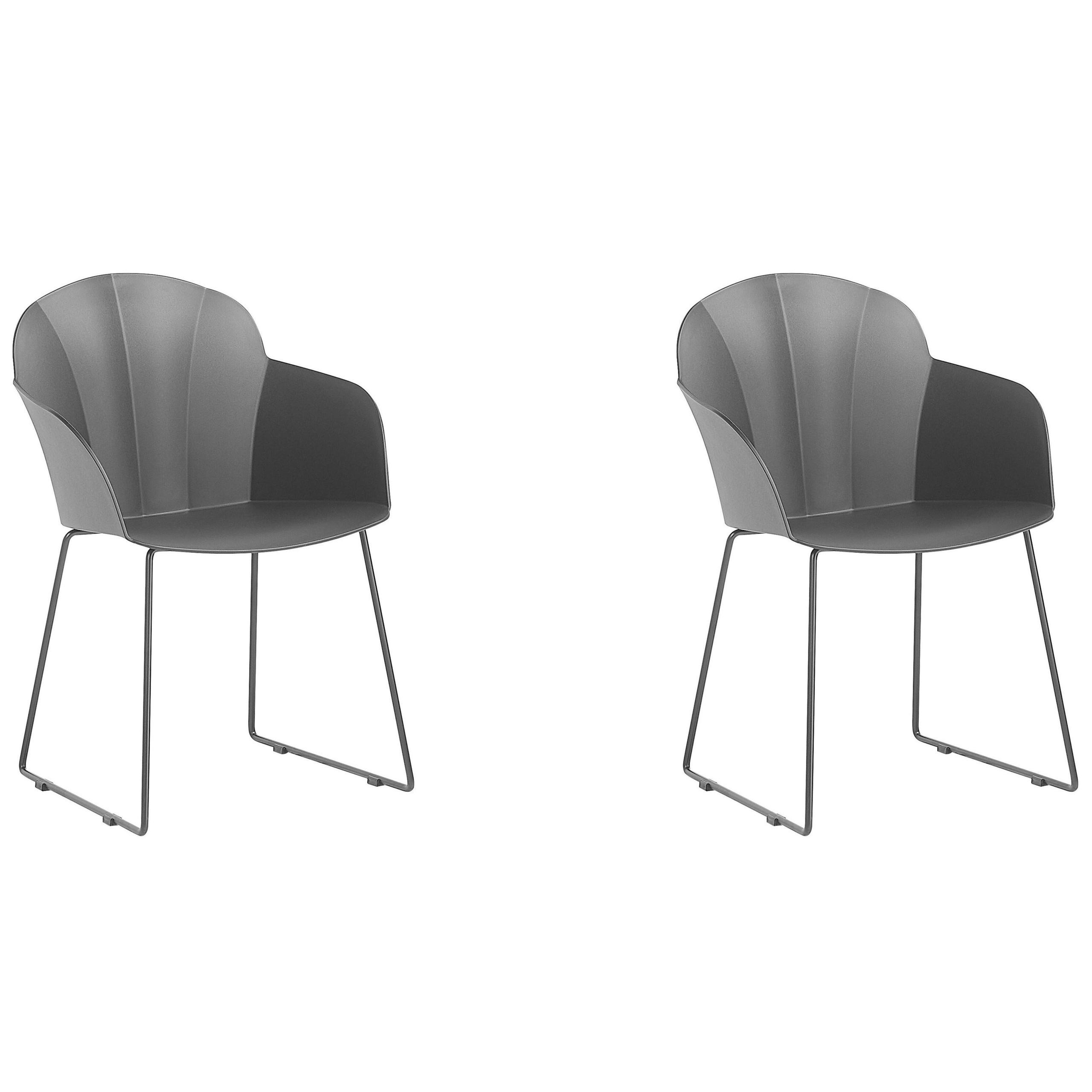 ESSZIMMERSTUHL 2er-Set Kunststoff Schwarz Sylva - Schwarz, Kunststoff/Metall (58/85/54cm) - Beliani