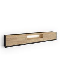 LOWBOARD, Eiche und Schwarz, 310/37/50cm, mit Led - Eichefarben, Holzwerkstoff (310/50/37cm) - Skraut Home