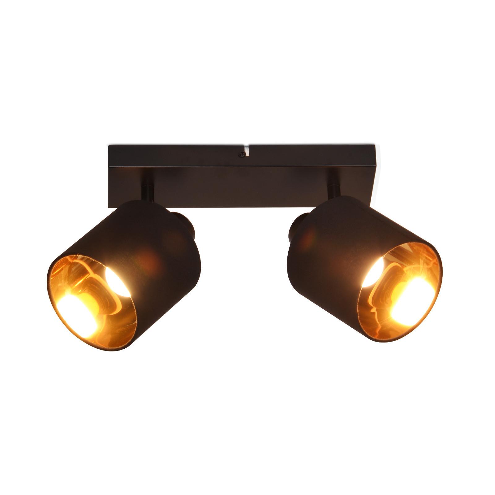 DECKENSTRAHLER Brand 2-flammig 25/11/21 cm - Schwarz, Textil (25/11/21cm) - Nettlife