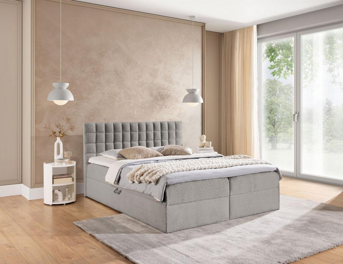 BOXBETT Toribo - Grau, Holzwerkstoff/Textil (140/200cm) - Fun Möbel