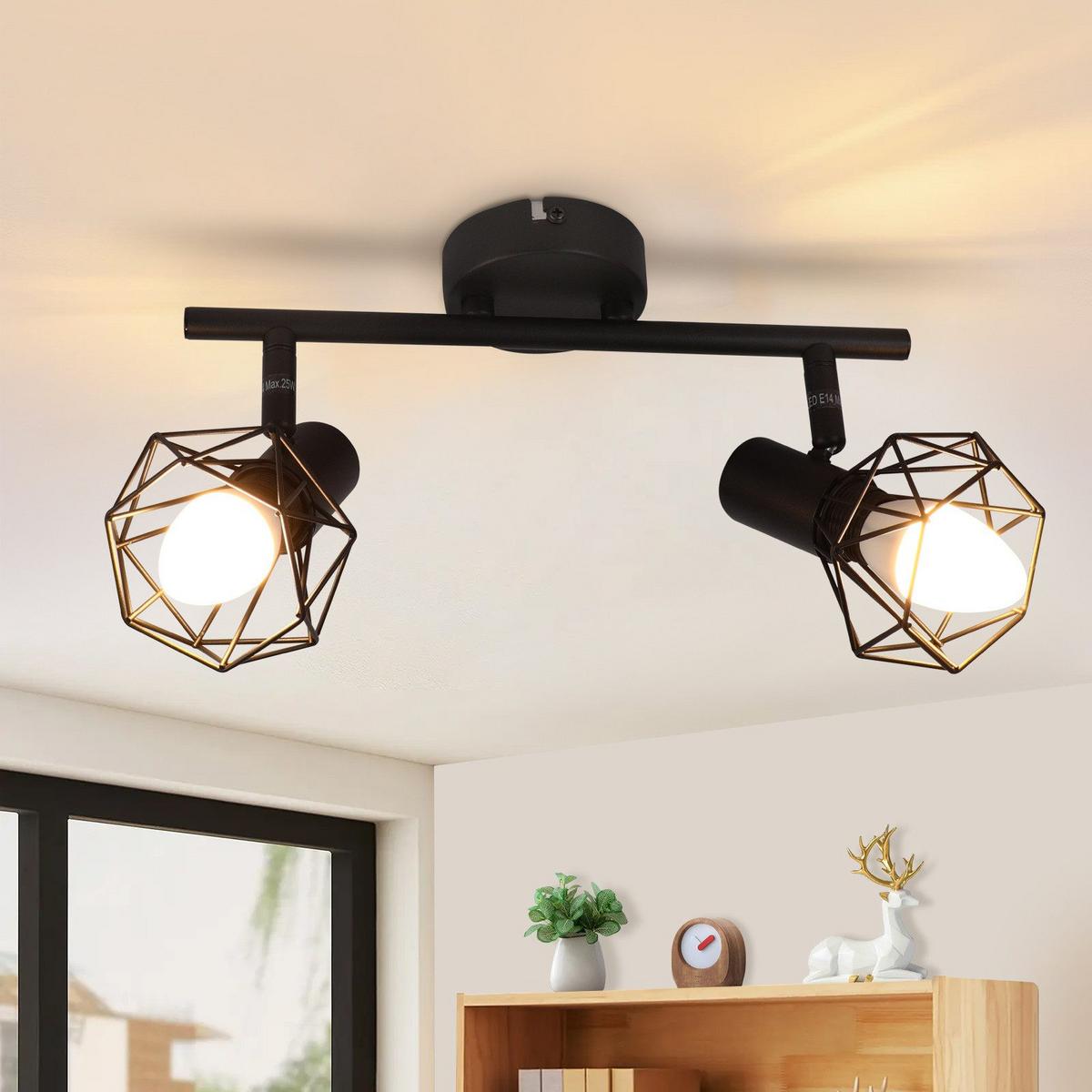 DECKENSTRAHLER Featherstone 2-flammig 28/10/20 cm - Schwarz, Metall (28/10/20cm) - Nettlife