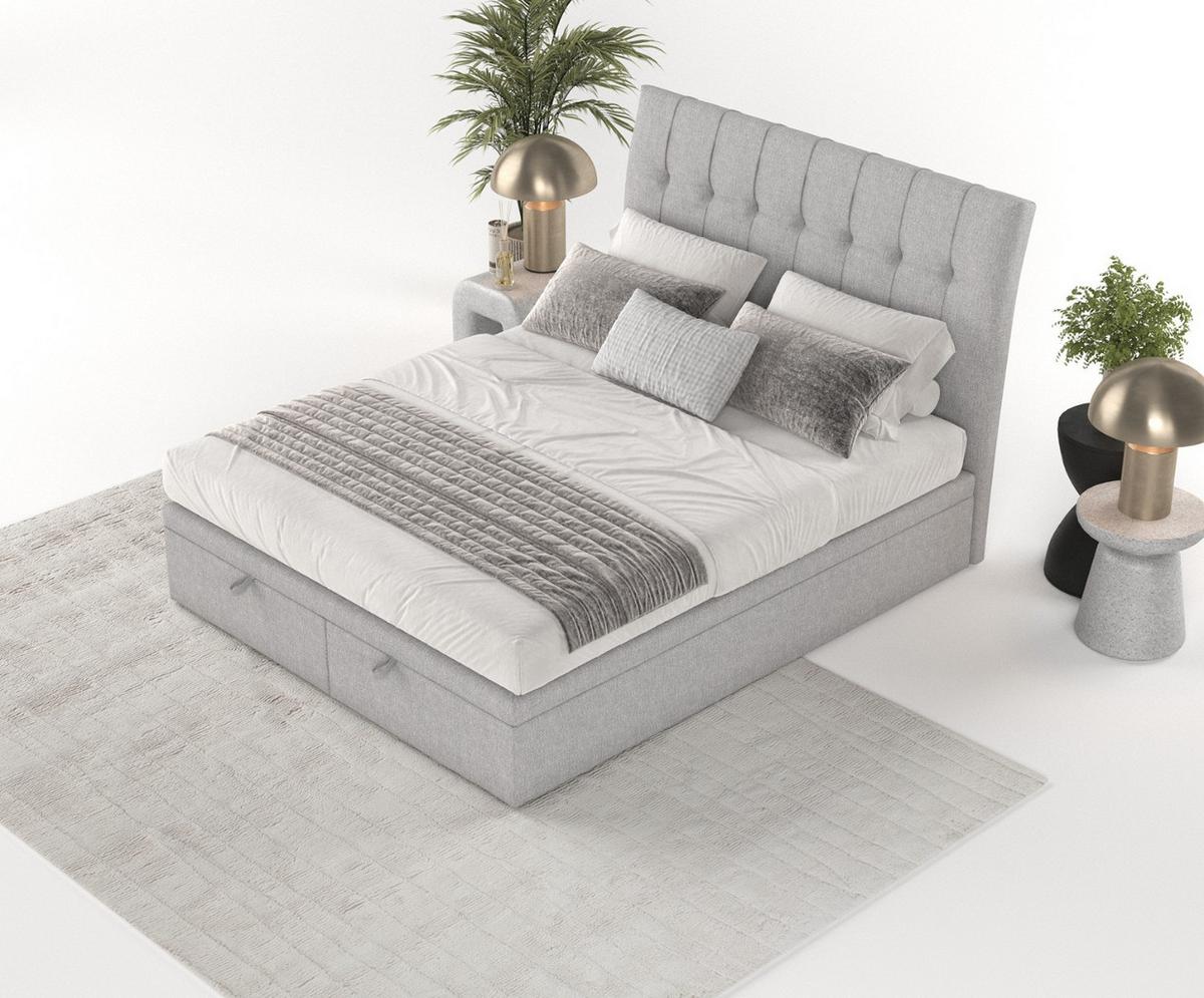 POLSTERBETT Kelsea mit Stauraum 120/200 cm Grau im Megan Stoff - Schwarz/Grau, Holz/Holzwerkstoff (120/200cm) - AltaBeds