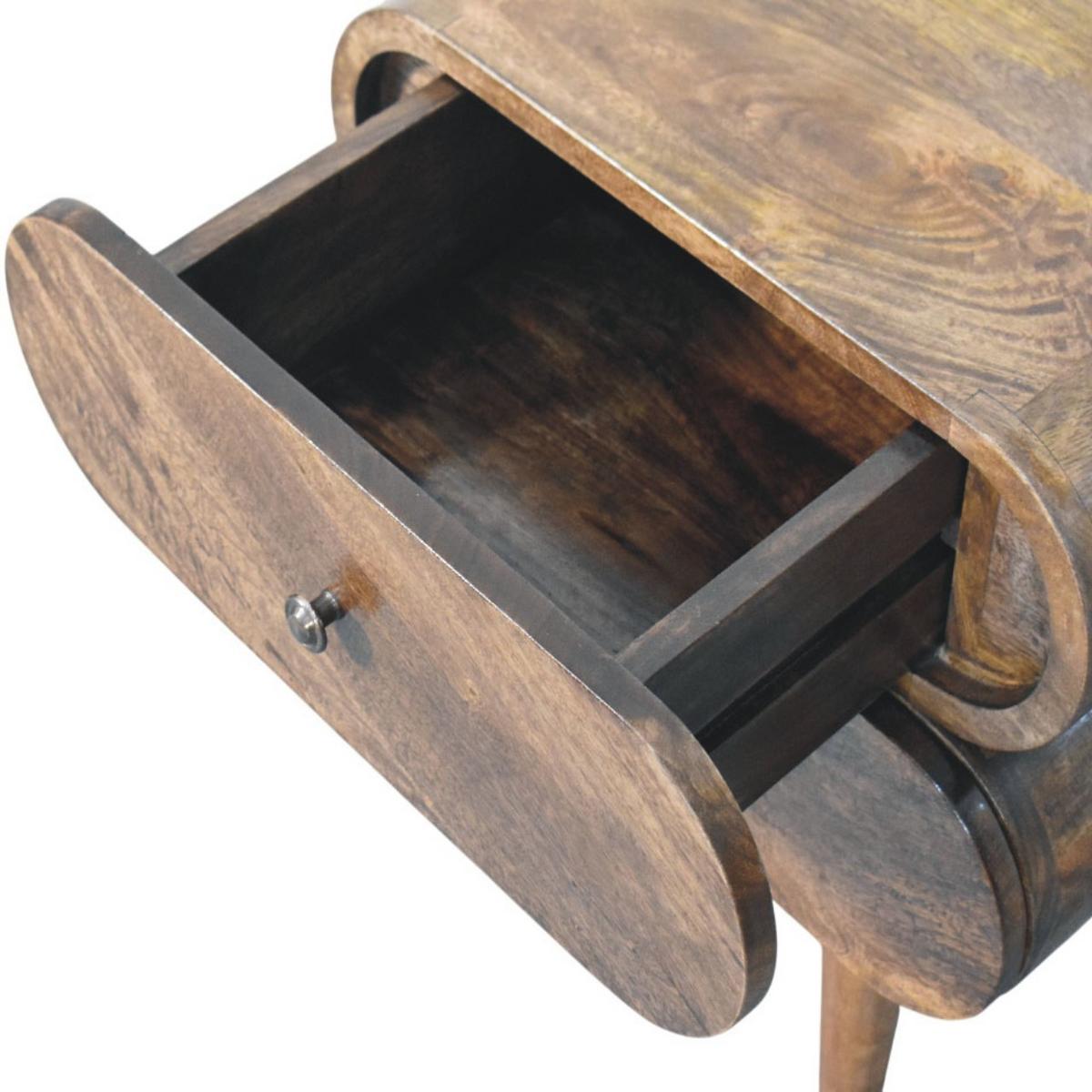 BETTSCHENKEL Schlank, 2 Schubladen in Braun - Dunkelbraun/Messingfarben, Holz/Metall (45/50/35cm) - Artisan Furniture