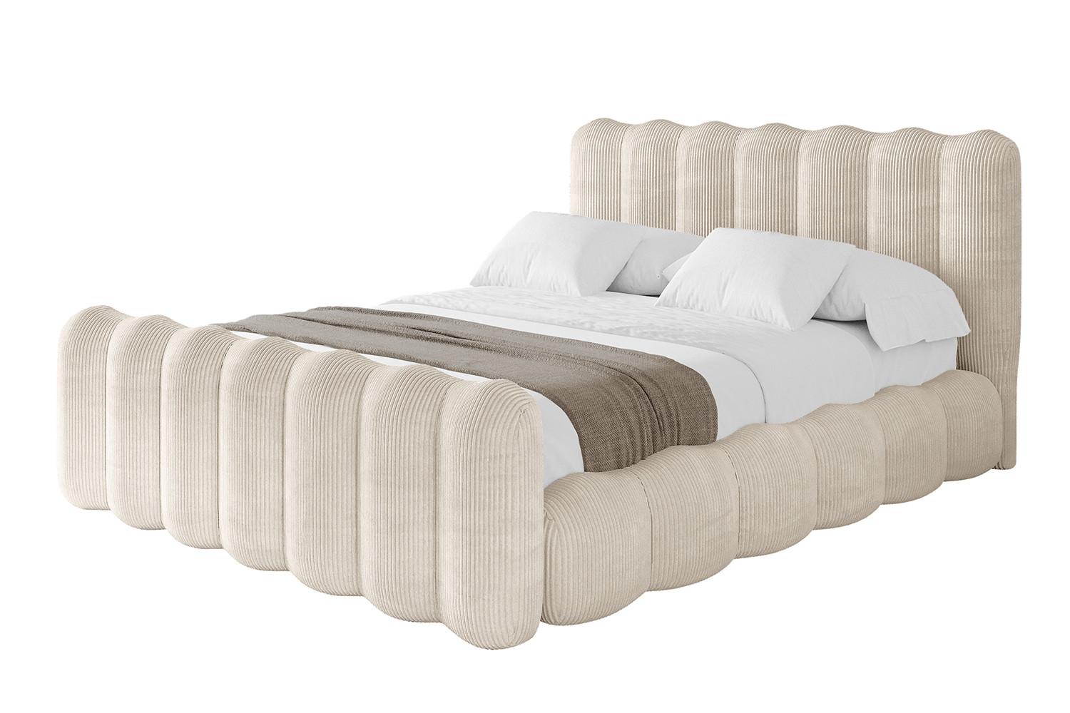 POLSTERBETT mit Bettkasten, Fußteil und Lattenrost, Bett mit Matratze H3/H4 - SORA-Z 180x200 Beige - Creme, Holzwerkstoff/Textil (180/200cm) - ALTDECOR