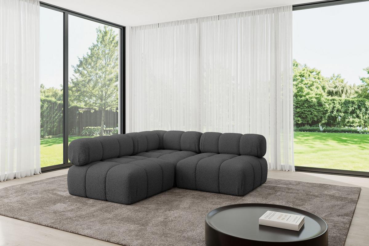 ECKSOFA modulares Sofa Samaro-L1 - 190x190x70 cm Grau Bouclé - Grau, Holzwerkstoff/Textil (190/190cm) - ALTDECOR