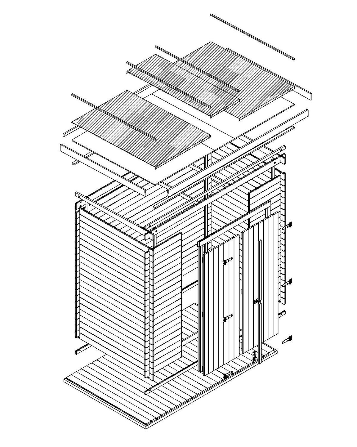 HOLZ-GARTENHAUS 2,22 m² – TIMBELA M311C1+M311G - Naturfarben, Holz (204/206/142cm) - Timbela