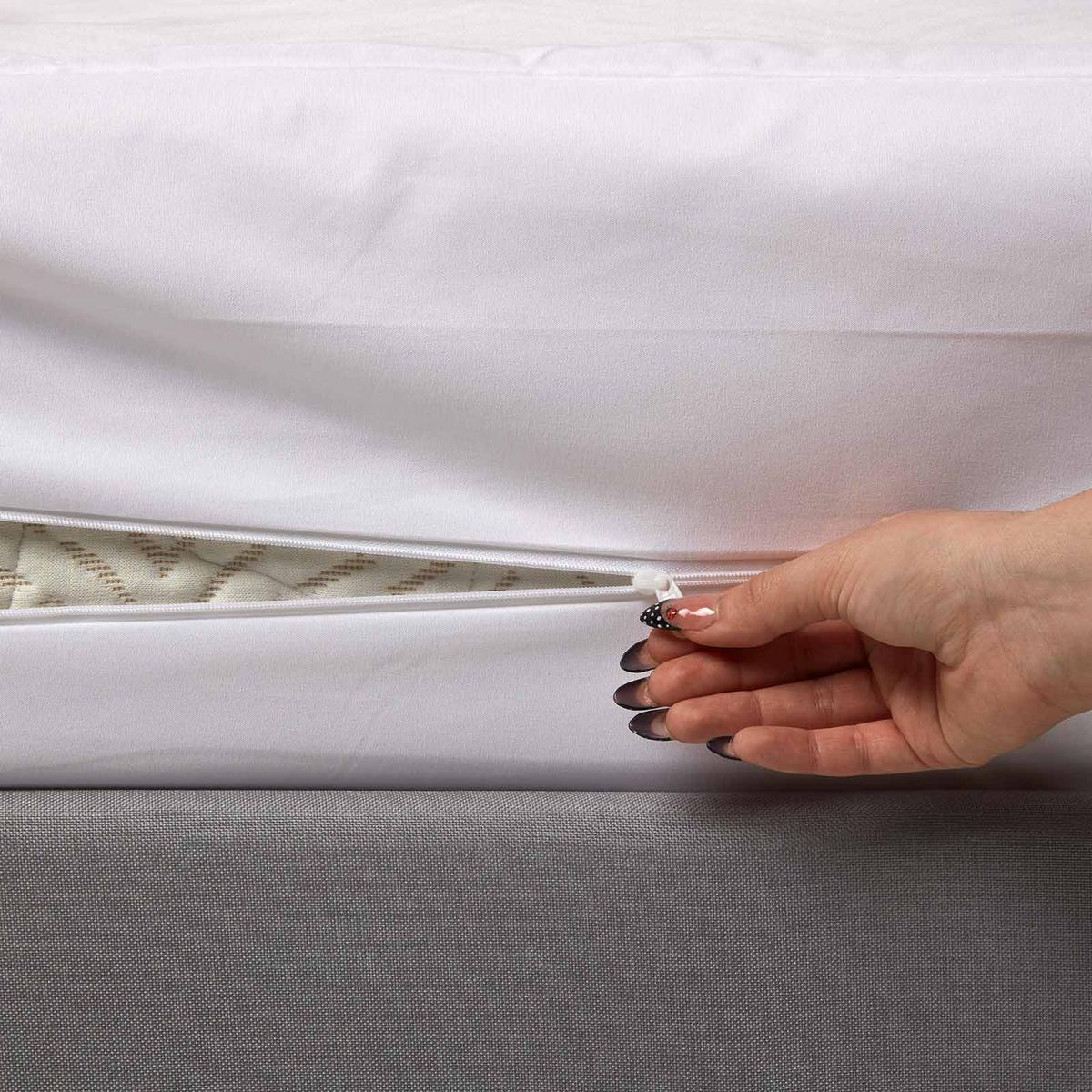 MATRATZENSCHONER wasserdicht mit Reißverschluss 150/200 cm - Weiß, Textil - Homescapes