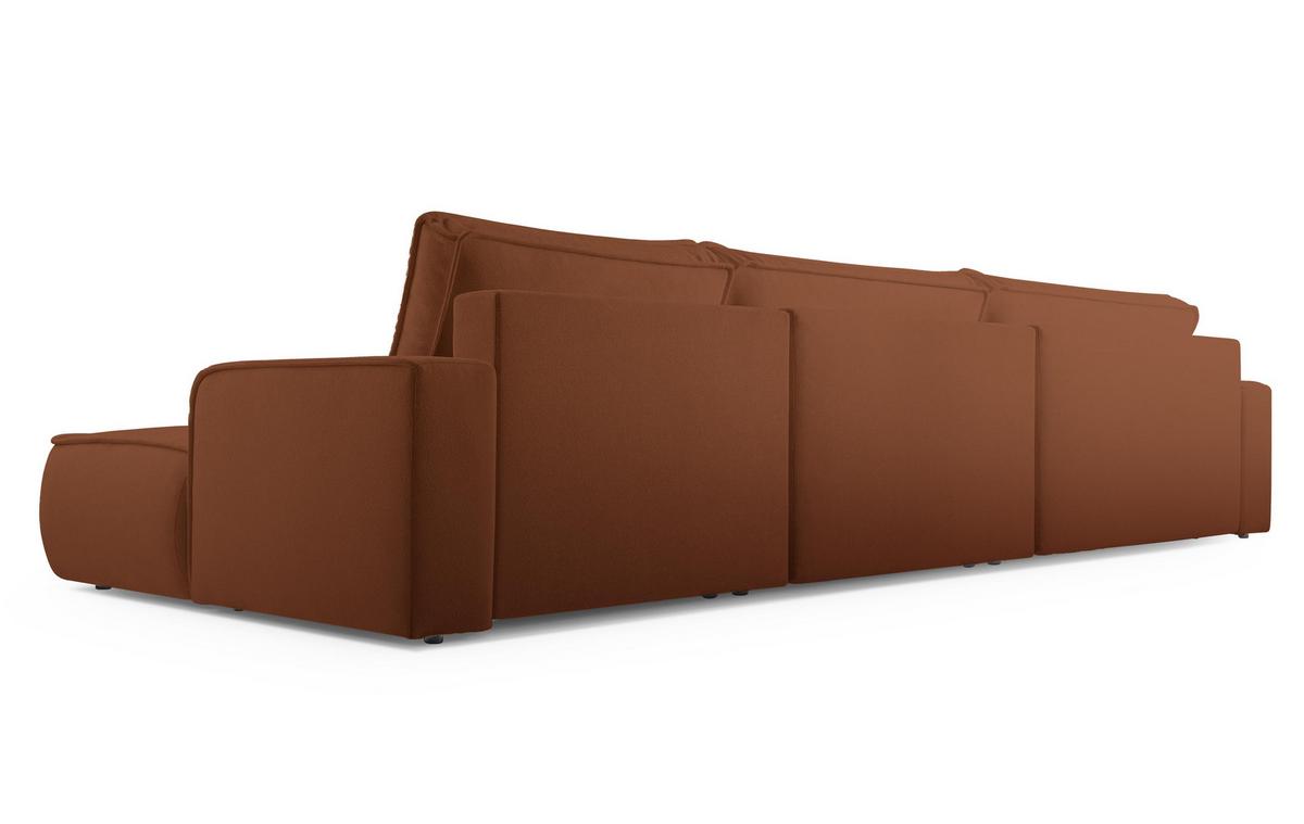 WOHNLANDSCHAFT Ablia Ziegelrot 364/168/87 cm mit Schlaffunktion - Dunkelorange/Schwarz, Kunststoff/Textil (364/87/168cm) - AX Living