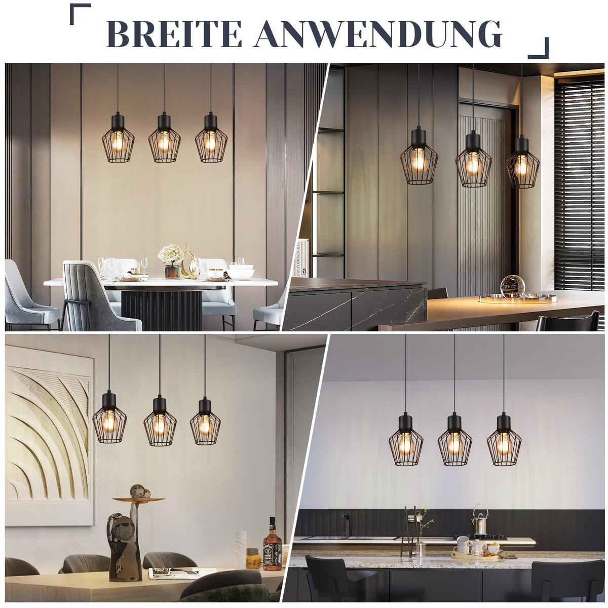 PENDELLEUCHTE Ziel 3-flammig 50/12/150 cm - Schwarz, Metall (50/12/150cm) - Nettlife