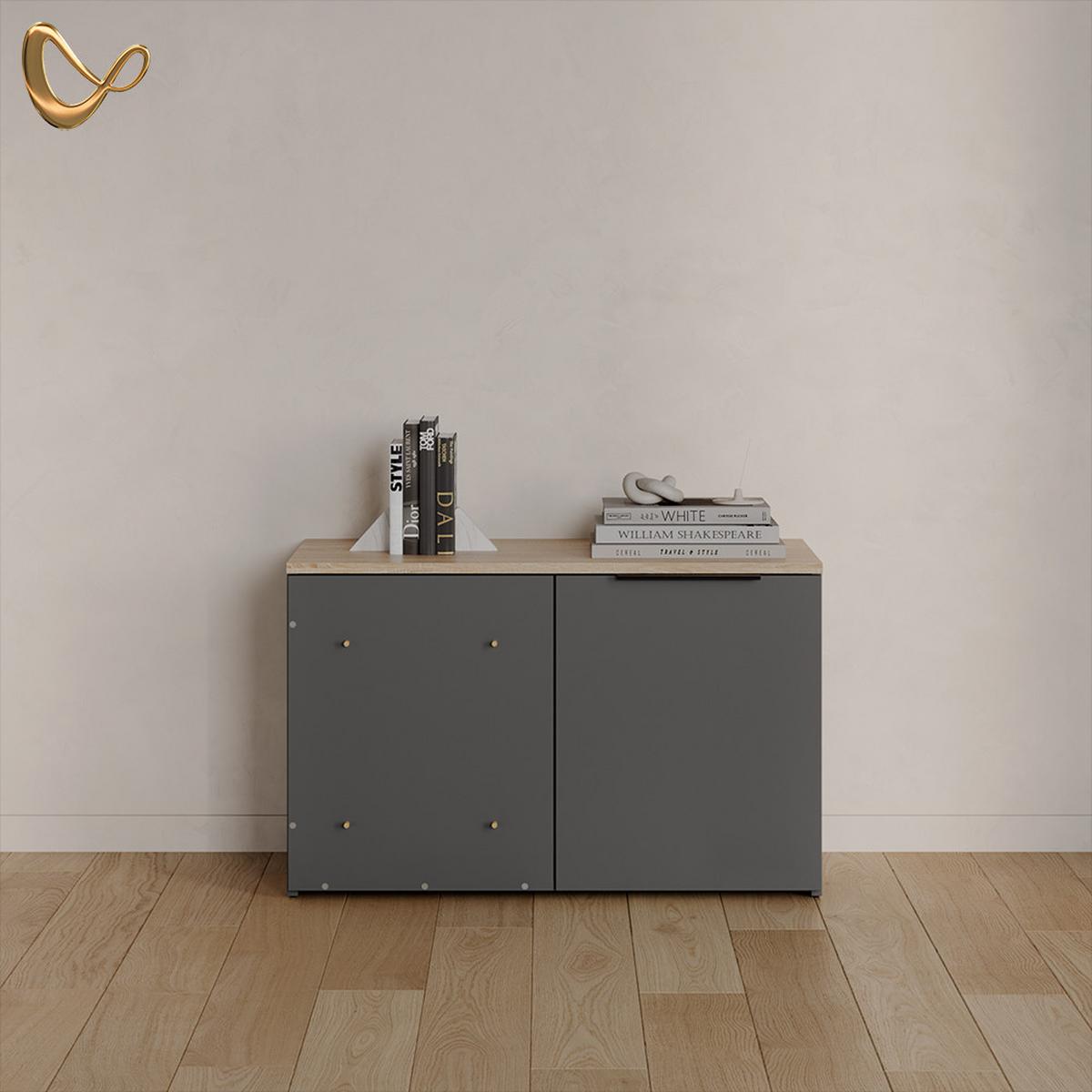 ECKKOMMODE Piave Anthrazit Eck Kommode mit Tür - Anthrazit, Holzwerkstoff (80/50/40cm) - Livinity®