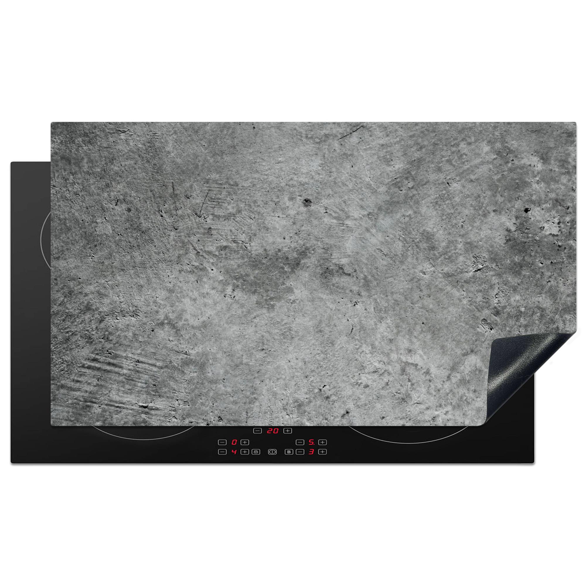 HERDABDECKPLATTE Beton - Schiefer - Grau -Betonstruktur Induktionsschutz 91.2x52 cm - Grau, Kunststoff (91.2/52/0.2cm) - MuchoWow