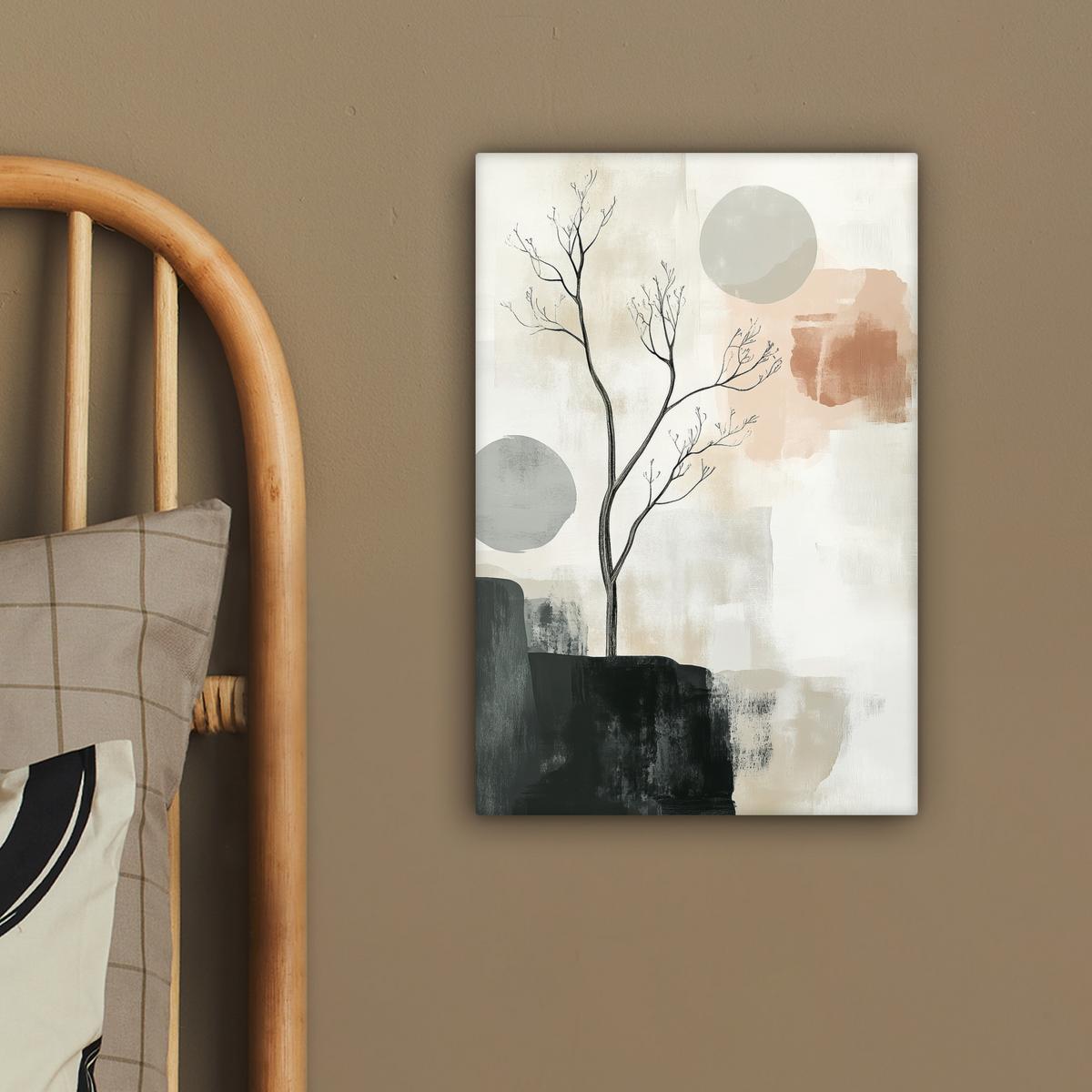 LEINWANDBILD Wabi sabi - Beige - Pflanze Deko Wohnzimmer 20x30 cm - Sandfarben, Textil (20/30cm) - MuchoWow