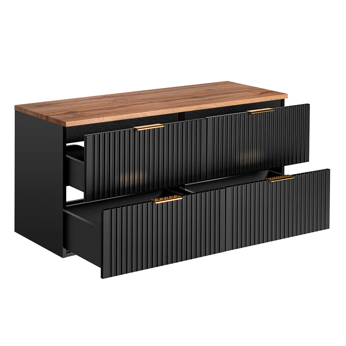 WASCHTISCHUNTERSCHRANK 120.8cm Adriel Schwarz und Holz - Schwarz, Holzwerkstoff (120.8/59/46cm) - Petits-meubles