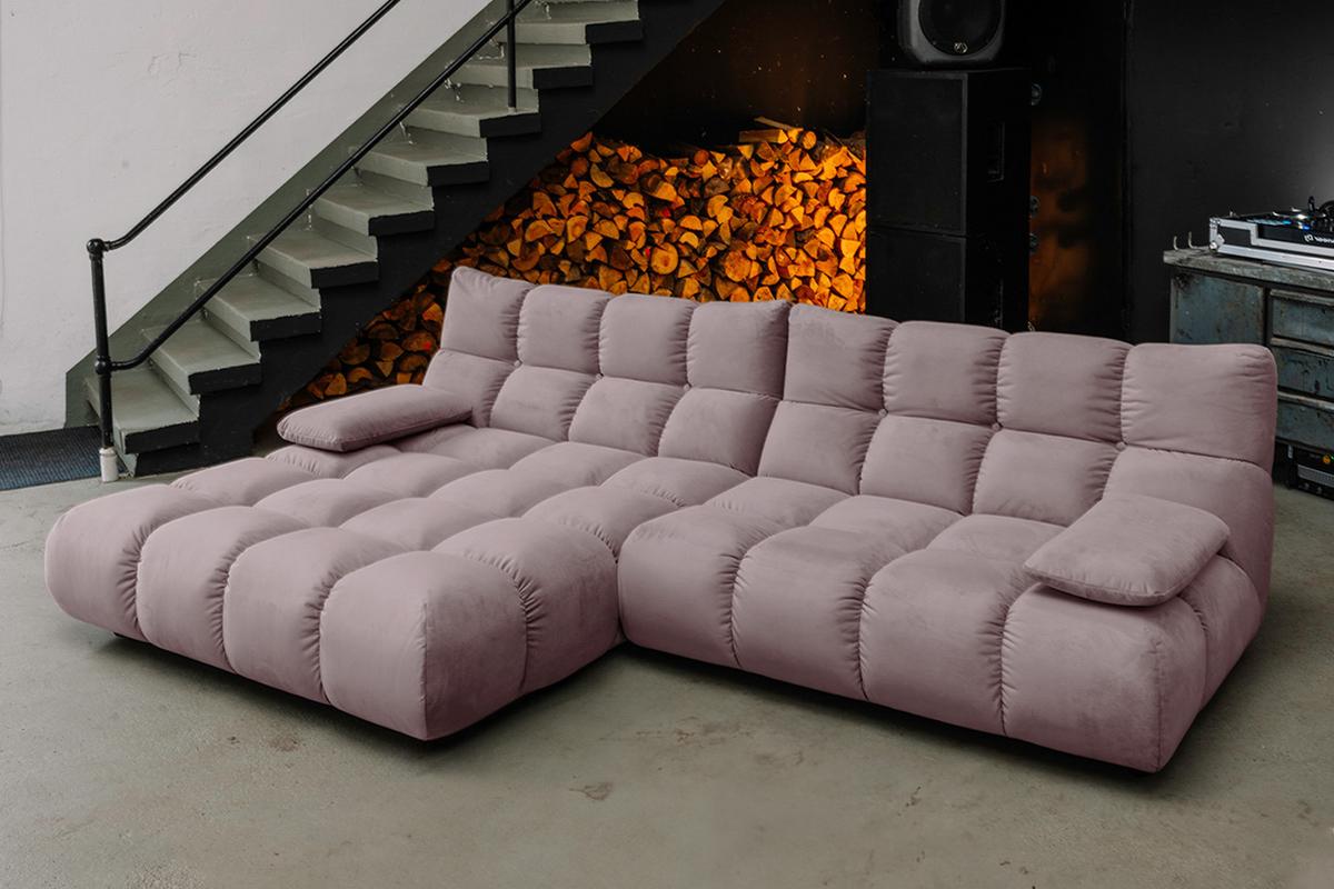 ECKSOFA VIVIEN Grau Velvet - Schwarz/Grau, Kunststoff/Textil (290/178cm) - KAWOLA