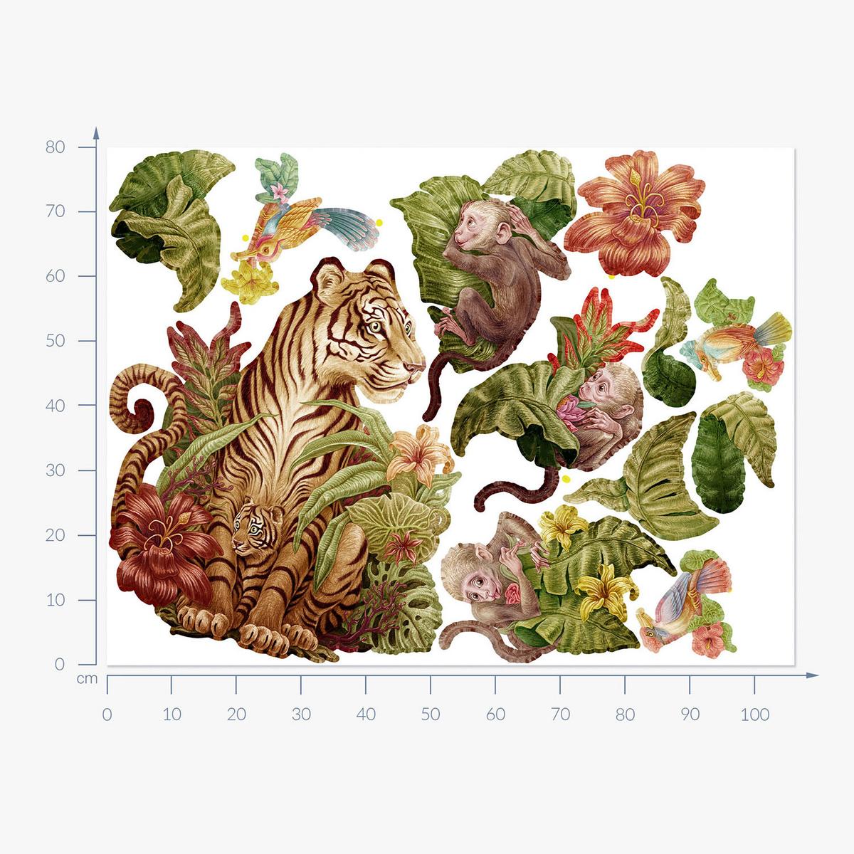 WANDAUFKLEBER 80x106cm - Dschungelsafari - Multicolor, Kunststoff (80/106/0.1cm) - Wallfluent