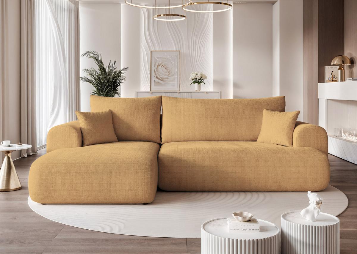 ECKSOFA BLOOM Links mit Schlaffunktion und Bettkasten Gelb - Gelb, Kunststoff/Textil (263/150cm) - Idohome