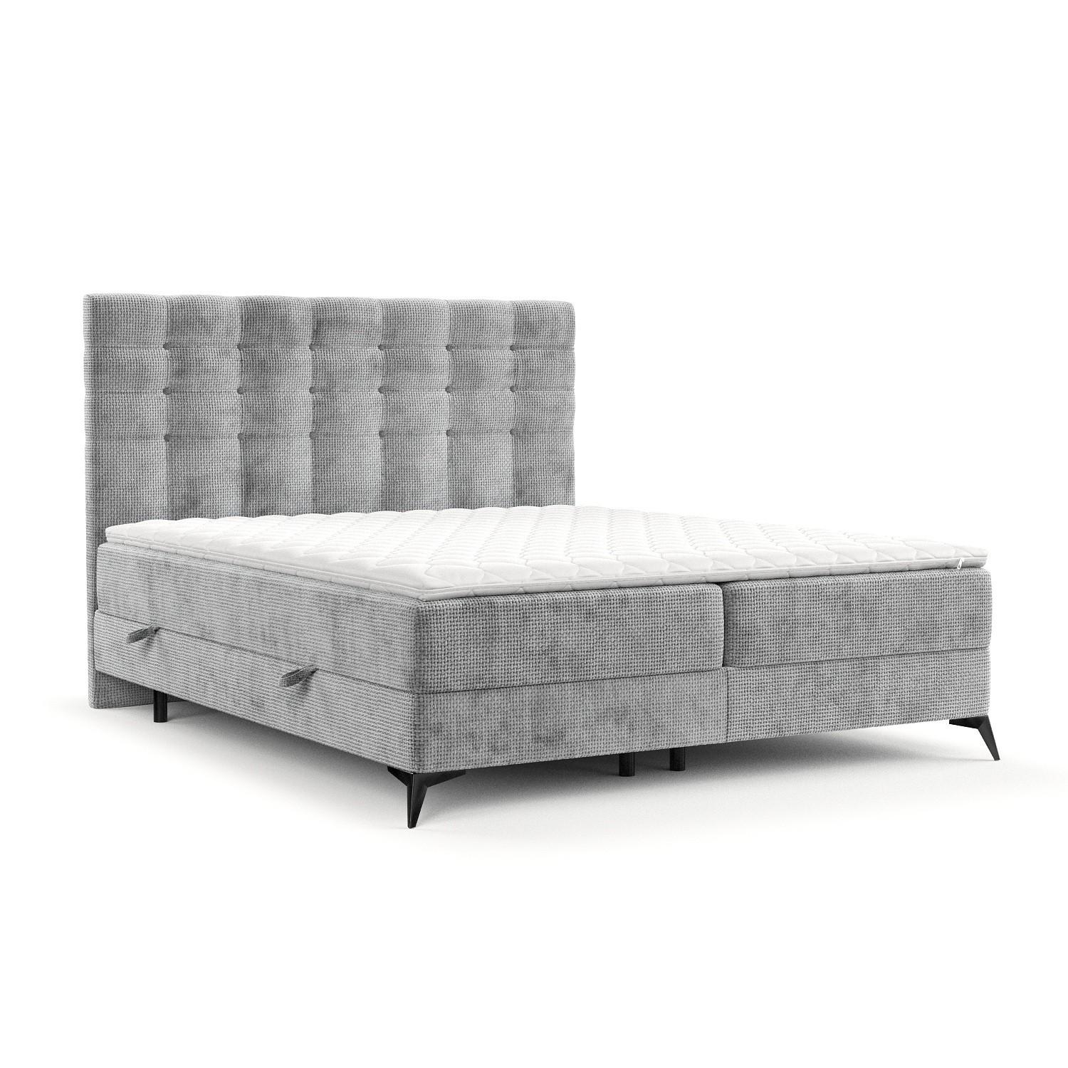 BOXBETT Niro 180/200 cm Hellgrau im Bonita Stoff - Hellgrau/Schwarz, Holz/Holzwerkstoff (180/200cm) - AltaBeds