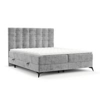 BOXBETT Niro 180/200 cm Hellgrau im Bonita Stoff - Hellgrau/Schwarz, Holz/Holzwerkstoff (180/200cm) - AltaBeds