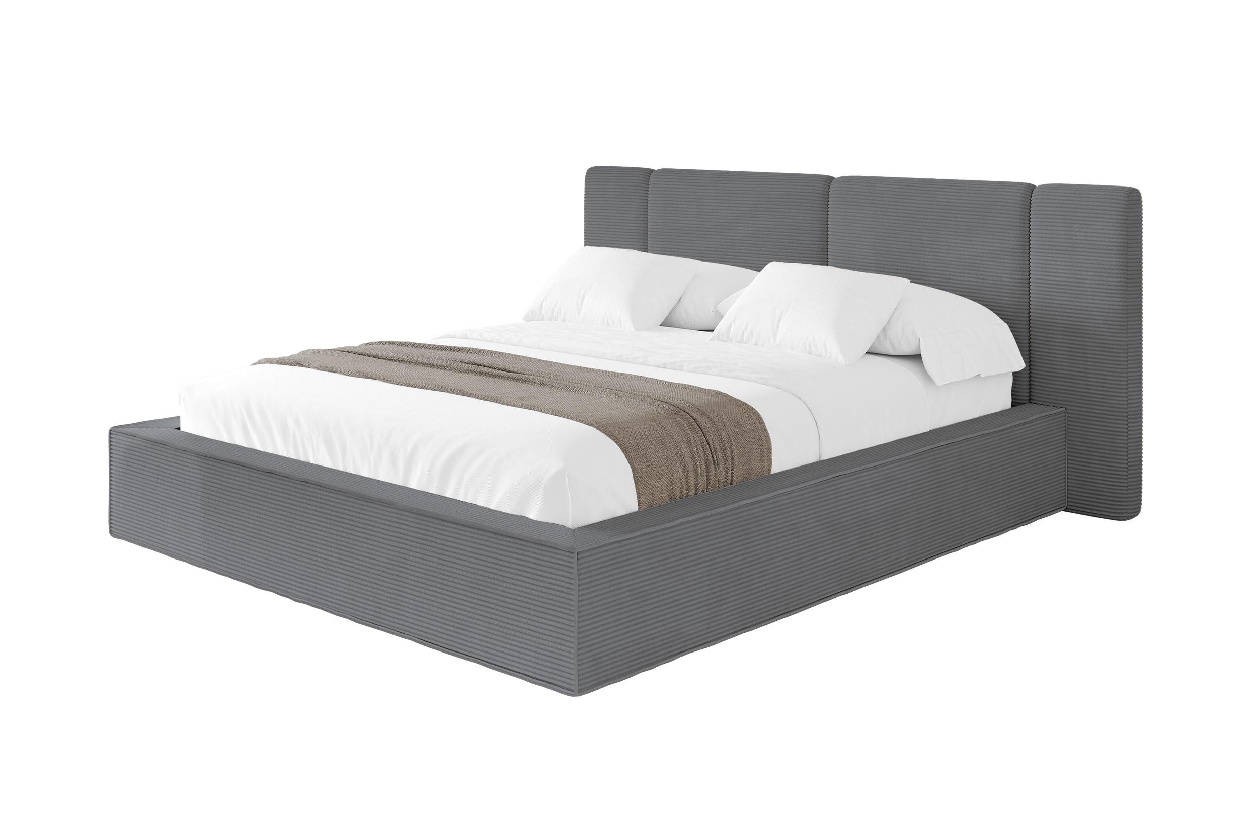 POLSTERBETT mit Bettkasten und Lattenrost, Bett mit Matratze H3/H4 - RIVO 160x200 Dunkelgrau - Graphitfarben, Holzwerkstoff/Textil (160/200cm) - ALTDECOR