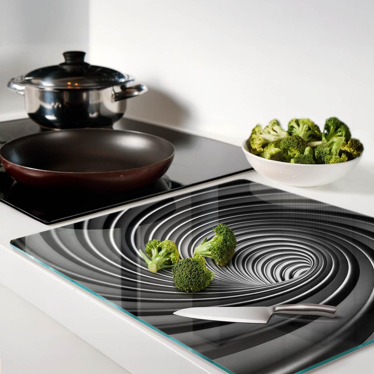 GLASPLATTE 60x52 cm Abstrakter Wirbel - Grau, Glas (60/0.4/52cm) - TULUP