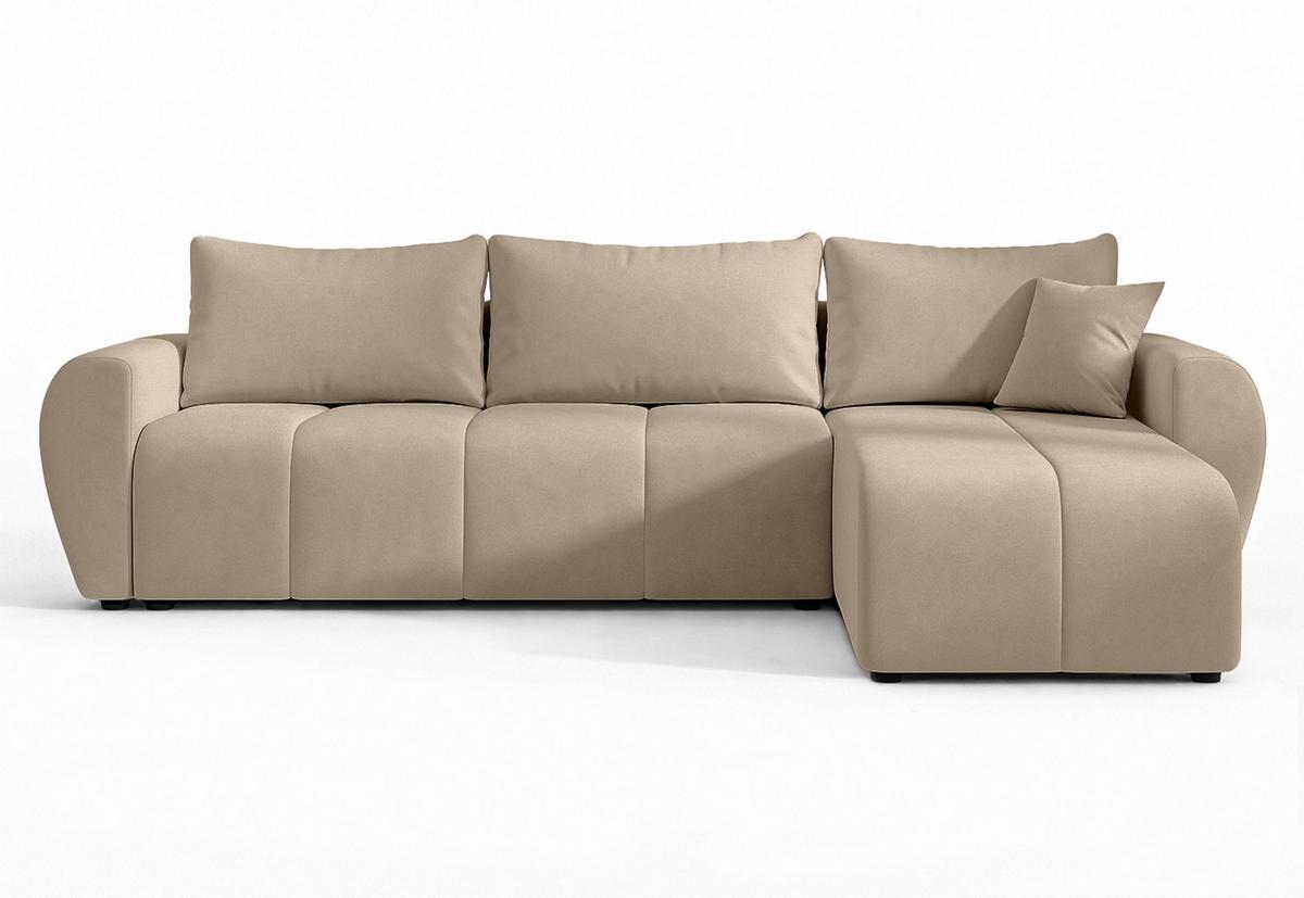 ECKSOFA L Form Malatya Hellbraun 246/145/80 cm stilvolle mit Schlaffunktion R - Hellbraun/Schwarz, Kunststoff/Textil (246/145cm) - AX Living